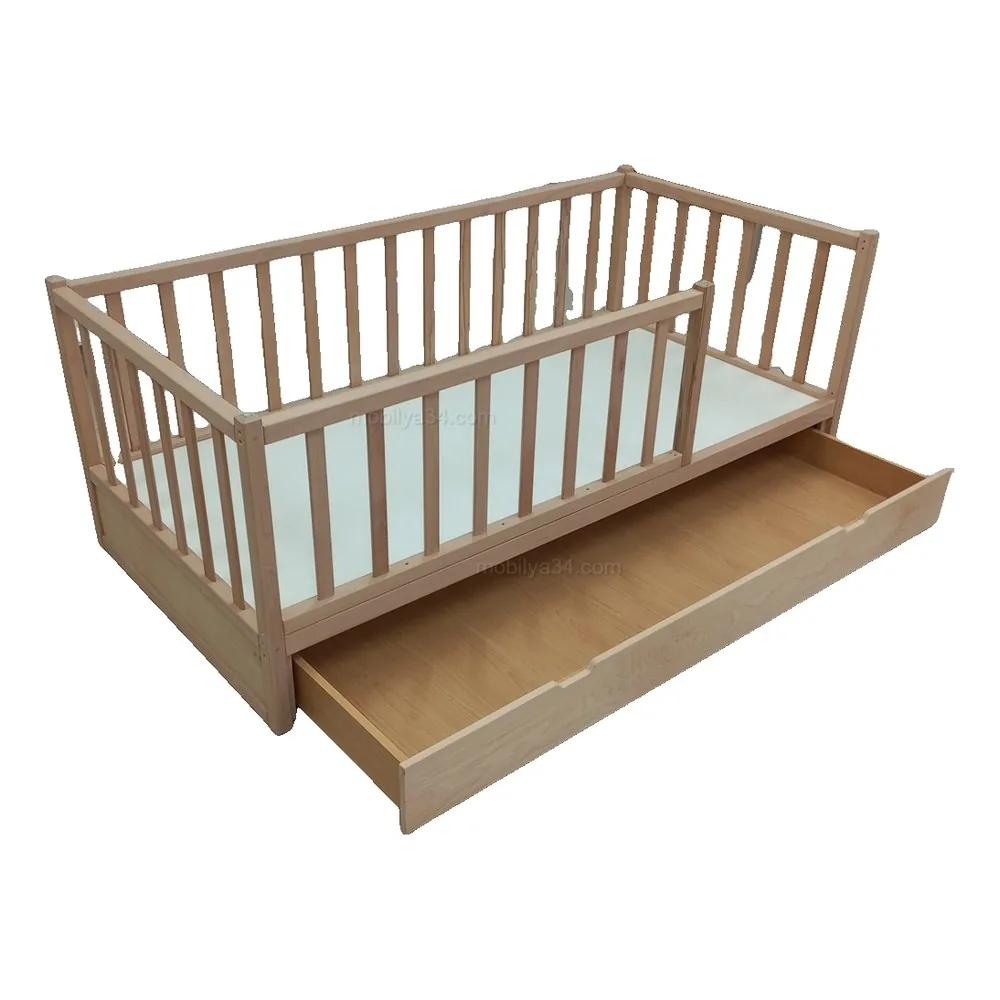 Doğal Kayın Ağacı Yavrulu Montessori Karyola 120x200